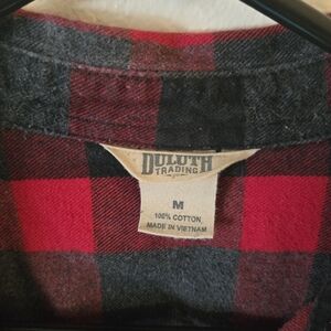 Women's Duluth Trading Co. Red and Grey Plaid Flannel 100% Cotton Sz M